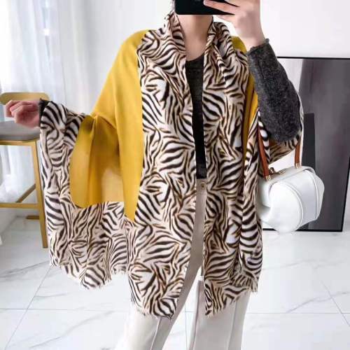 new contrast color splicing scarf silk scarf long warm scarf shawl dual-use customizable wholesale gift
