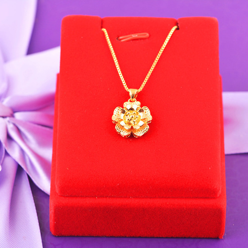 factory direct sales vietnam sand gold fashion women‘s flower pendant copper plated real gold pendant tiktok small video explosion