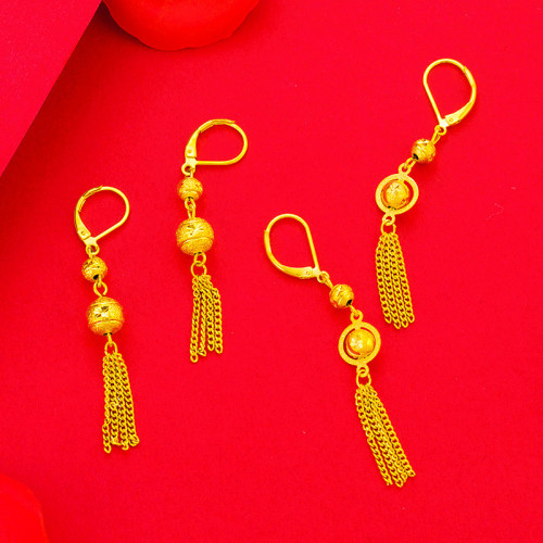 vietnam sand gold wholesale brass plated 24k gold earrings long tassel earrings earrings wedding sand gold jewelry