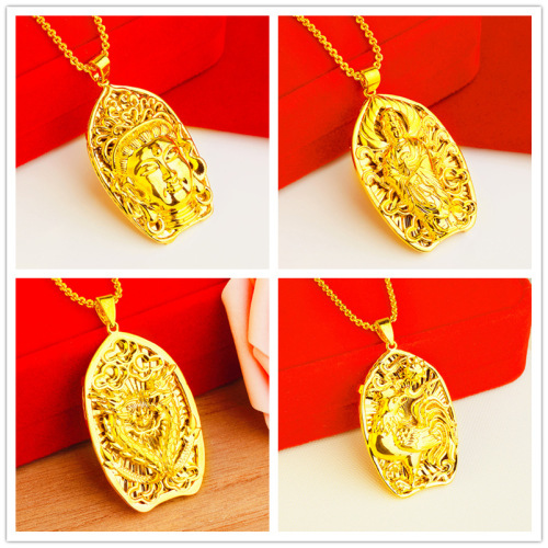 vietnam sand gold men‘s big pendant pure copper gold-plated domineering men‘s buddha statue big tag stall supply fast hand wholesale