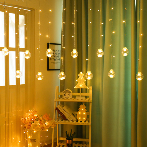 cross-border e-commerce led decorative lights high and low curve curtain snowflake wish ball lights holiday christmas festive decoration