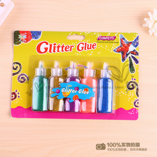 5-Color Glitter Glue Children‘s Handmade DIY Greeting Card Making Embellishment Non-Toxic and Safe