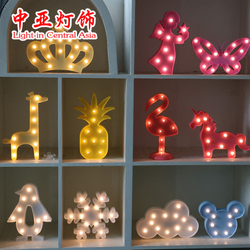 cross-border wholesale flamingo stars colored lantern flashing string lights photo props girl heart room dormitory decorative table lamp