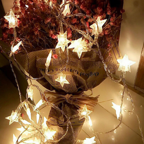 led star light string starry girl heart room decoration net red light birthday festival five-pointed star decoration colored lights