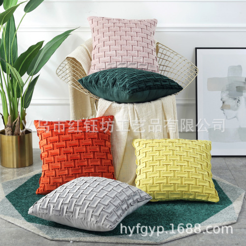 New Dutch Velvet Crumpled Pillow Cushion Seat Pillow Waist Cushion Korean Sofa Back Cushion Living Room Home Bedroom