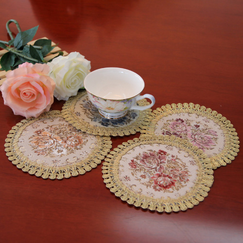 new house european style classical round placemat fabric flower coaster foreign trade insulation mat western food placemat luxury fashion