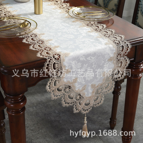 simple european-style light luxury lace shoe cabinet cloth cover towel tv cabinet long decorative coffee table tablecloth