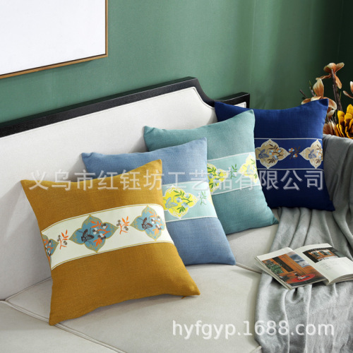 modern simple chinese cushion cushion cotton linen sofa living room cushions office lumber pad pillow cover without core