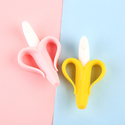 Baby Banana Teether Baby Soothing Teether Stick Baby Toothbrush Teether Toy Soft Silicone Boiled Wholesale 