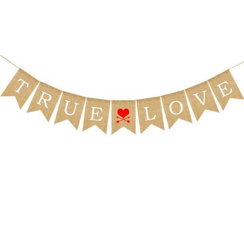 Wholesale Proposal Engagement Party Decoration Garland True Love Valentine‘s Day Linen Swallowtail Hanging Flag