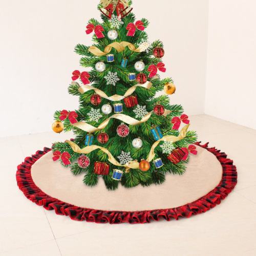 holiday party supplies amazon hot sale christmas decoration supplies 120cm red plaid christmas-tree skirt 48 inches
