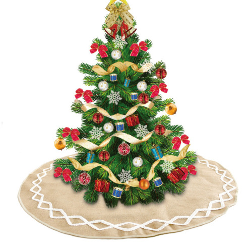 holiday party supplies factory direct sales amazon hot sale christmas party decoration natural linen tree skirt