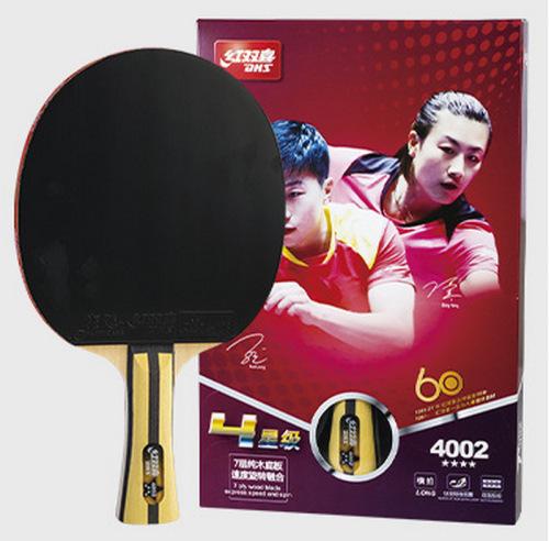 authentic dhs red double happiness four star 4 star table tennis racket 4002 4006 beginners use double-sided reverse glue horizontal straight shot