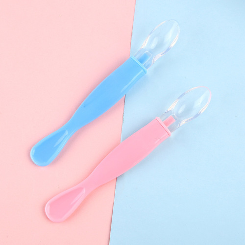 newborn small spoon soft head baby spoon baby silicone soft spoon children‘s tableware learning to eat training spoon feeding water complementary food