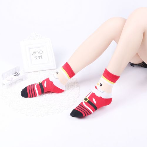 Autumn and Winter New Korean Santa Claus Series Women‘s Socks Cartoon Socks Cotton Mid-Calf Women‘s Socks Wholesale 