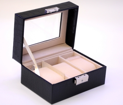 PU Leather Jewelry Box Watch Box Crocodile Pattern Jewelry Storage Box Two-Color High-End Jewelry Box Storage Box 3-Bit