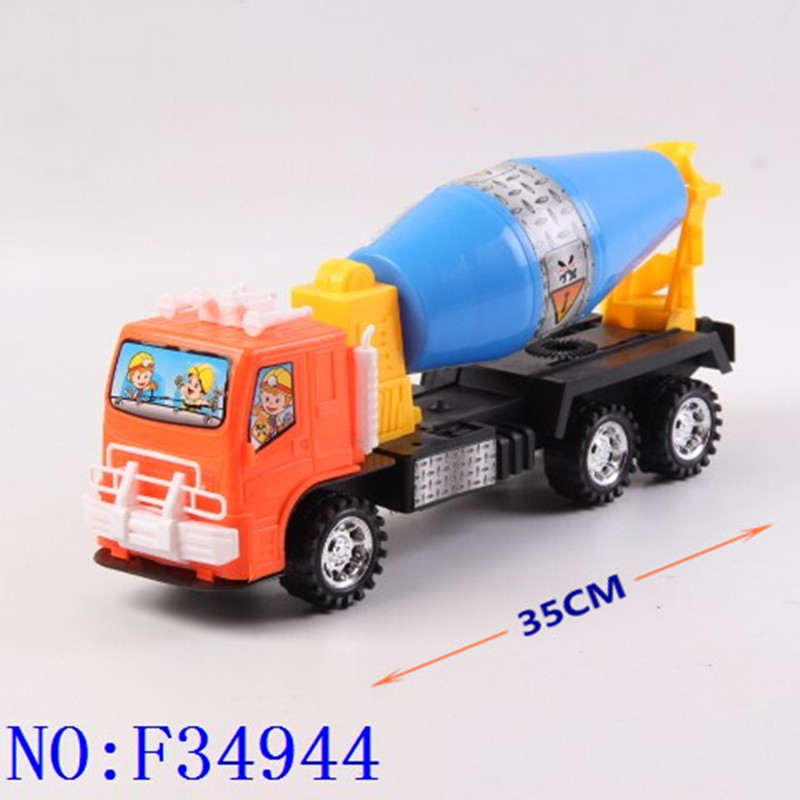 Yiwu small commodity children plastic toys cement mixer solid color sliding engineering vehicle F349