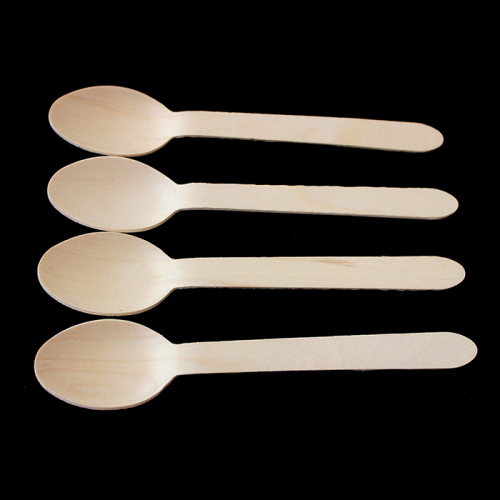 disposable wooden tableware wooden spoon long handle spoon cake spoon birch meal spoon 16cm