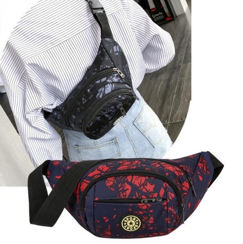 Outdoor Bag Close-Fitting Men‘s Double Pull Oxford Cloth Waist Bag Running Sports Bag Chest Bag Crossbody Bag