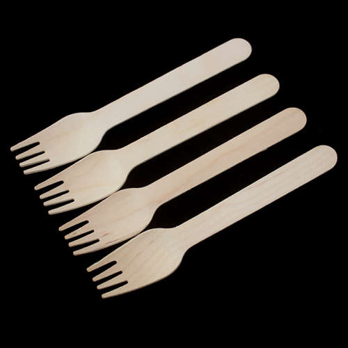 disposable wooden tableware wooden long handle cake fork birch fork 16cm