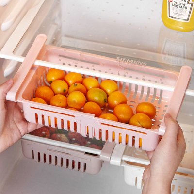 New Refrigerator Fruit and Vegetable Fresh Storage Storage Rack Pull-out Classification Box Stretchable Partition Board Organizing Storage Rack