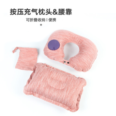 Travel portable u-shaped inflatable pillow for sleeping on a train or plane