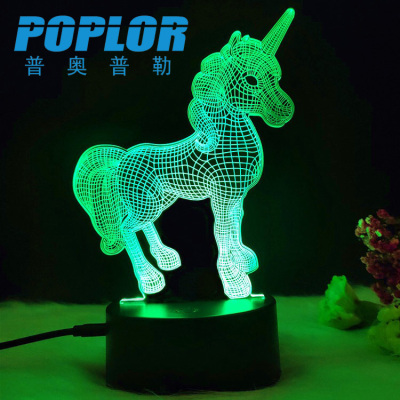 LED colorful 3 d night light LED light acrylic new unique creative gifts decorative decorations touch the base