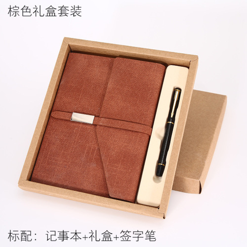 a5 Notebook Office Leather Notepad Business Set Notebook with Pen Creative Gift Box Customized Logo