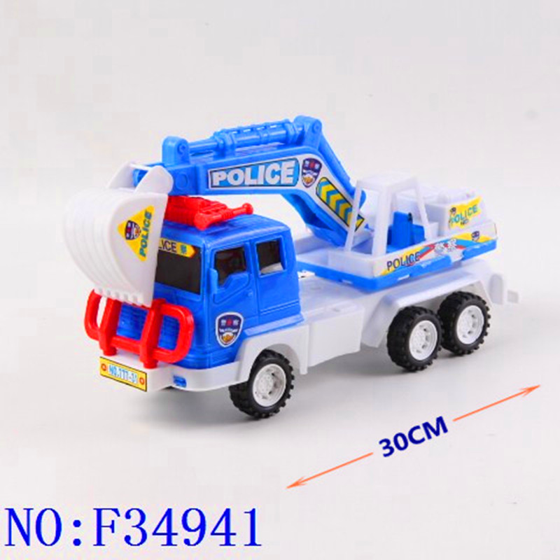 Yiwu small commodity children plastic toys excavator solid color sliding engineering vehicle F34941