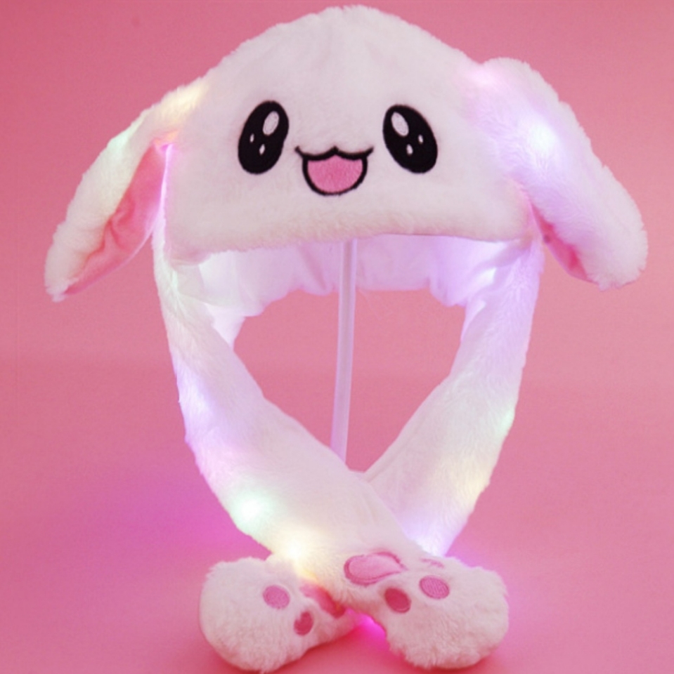 抖音同款兔子耳朵帽子网红同款带灯可爱耳朵会动兔耳朵帽兔子帽