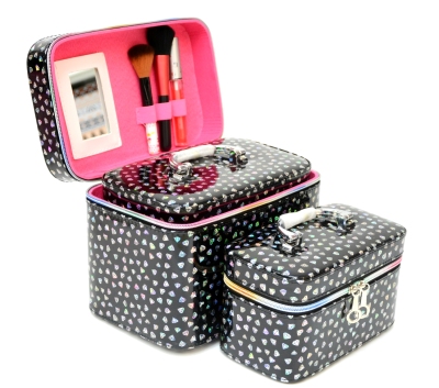New Pu Handbag Three-Piece Korean Style Fresh Women's Bag Travel Large Capacity Zipper Portable Cosmetic Bag