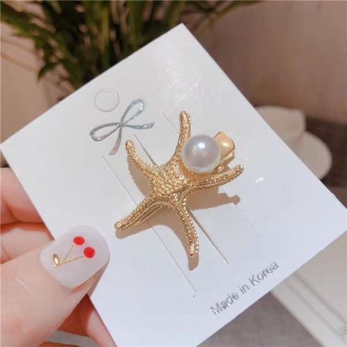 star same style side clip matte ocean style starfish shell side clip bangs clip for students hair accessories