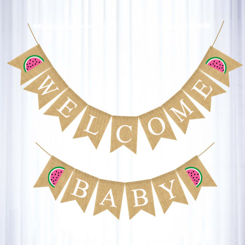 festival party supplies men and women baby full-year baptism baby shower party decoration garland linen flag