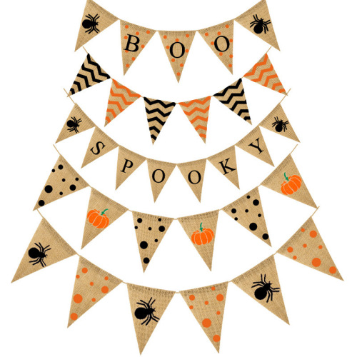 holiday party supplies european and american halloween party decoration supplies striped pumpkin bunting linen pennant