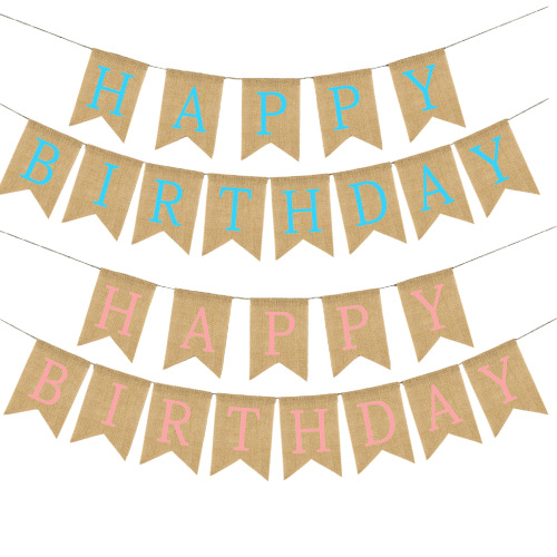 holiday party supplies birthday factory direct sales party decoration garland pink blue linen swallowtail flag