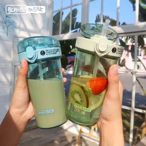 doudoule original colorful straw cup transparent plastic cup couple cup one-piece delivery 520ml