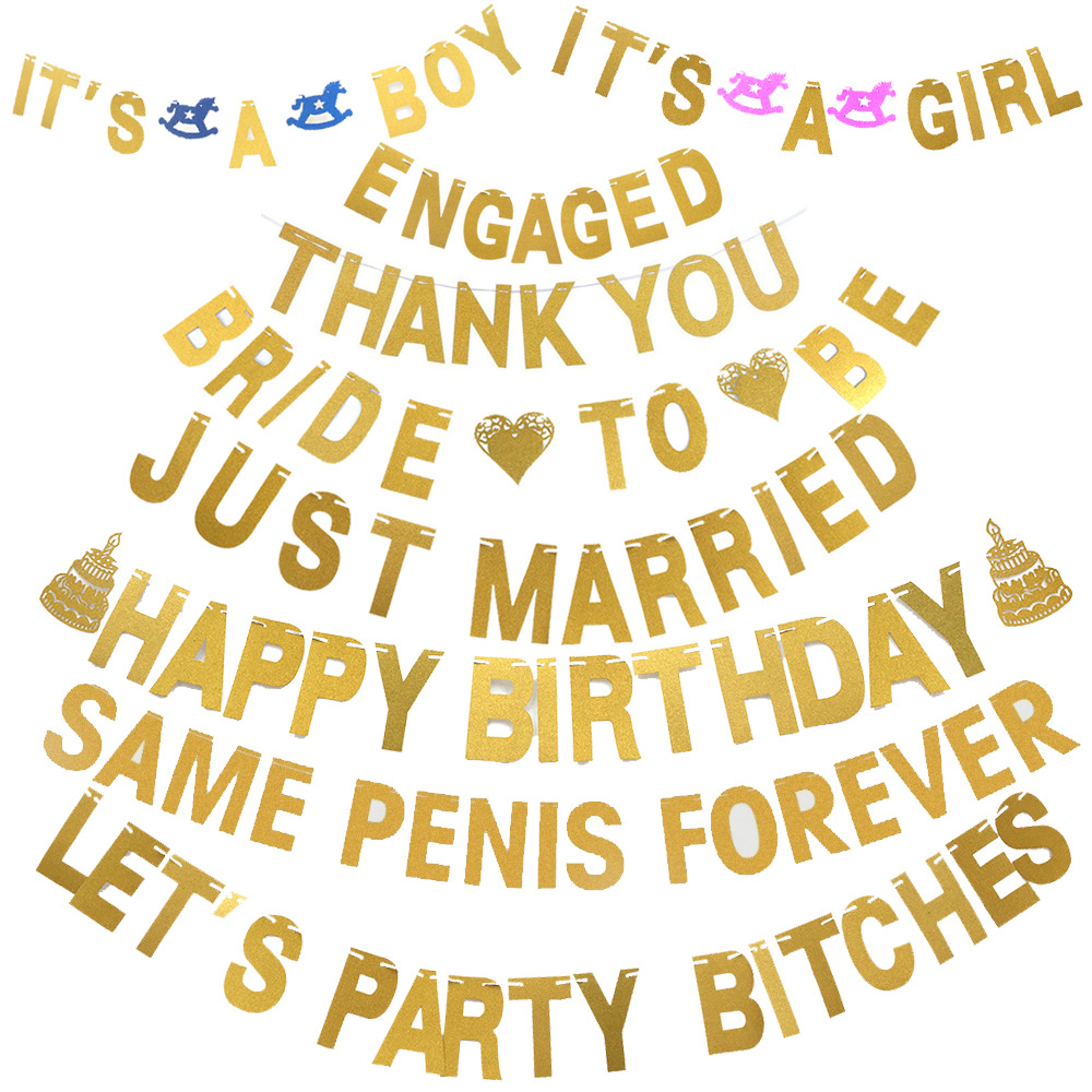 Factory Direct Sales Glitter Gold Silver Letter Hang Tag Latte Art Birthday Wedding Christmas Party