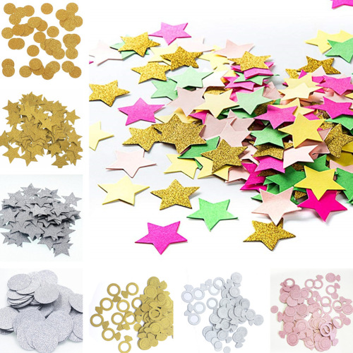 holiday party supplies rose gold silver fancy paper round heart ring five-pointed star glitter paper flower