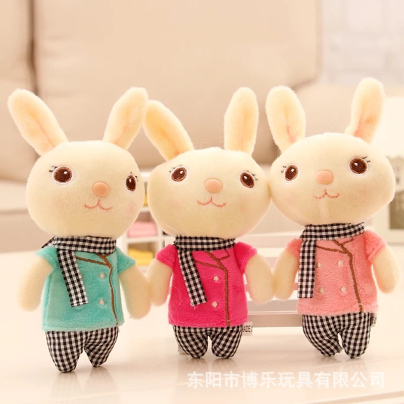 Cartoon Bear with Scarf Plush Key Chain Pendant Scarf Windbreaker Rabbit Plush Toy Handbag Pendant W