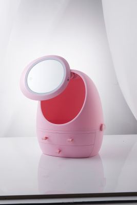 Douyin Hot style LED Cosmetic case can be rotated with mirror, with USB port for Charging