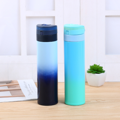 The Transition gradient cup body design vacuum thermos cup plastic cup with lid for men and women drinking cup