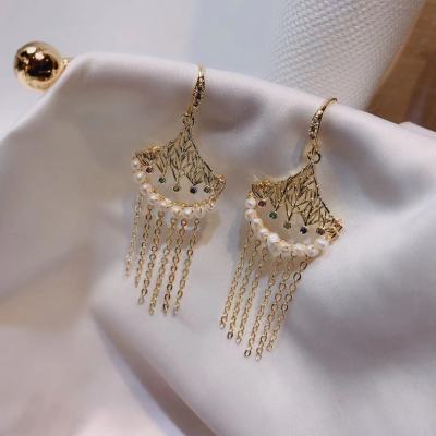 Designer Korean version of light luxury earrings natural tassel natural pearl jewelry wholesale personality department
