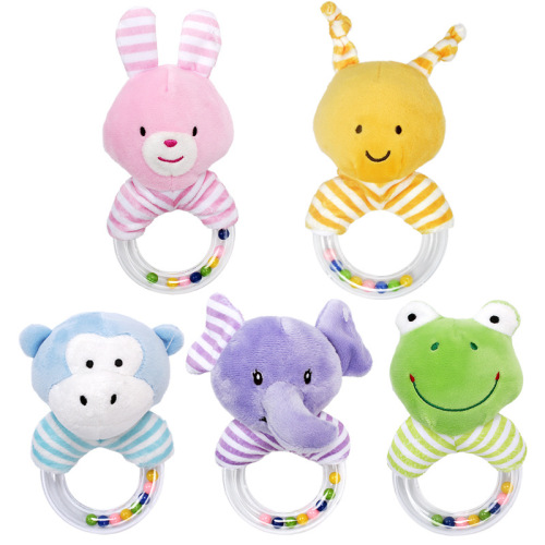 Infant Plush Cartoon Cute Animal Hand Rattle grasping Toys Baby Educational Soothing Doll