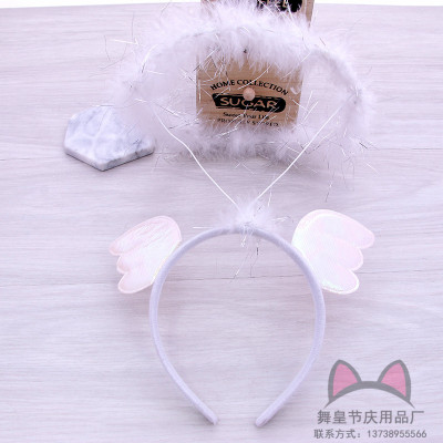 Korean Style Super Cute Hair Female Cute Sell Germination Card Korean Sweet Headband Cartoon Angel Headdress Hair Hoop Ornament