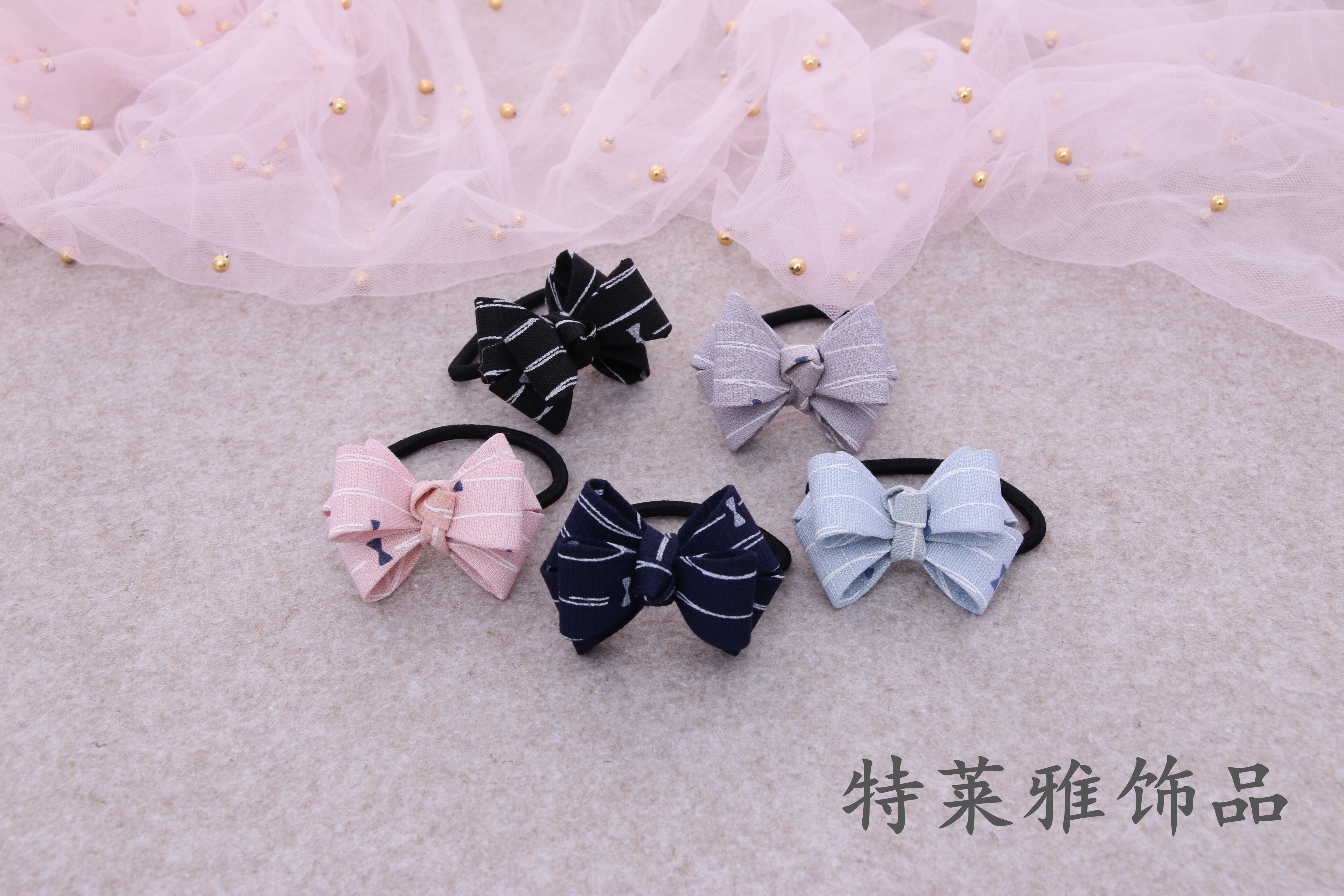 Korean Style New Bowknot Hair Ring High Elastic Handmade Small Hair Accessories Retro Cloth Headdres