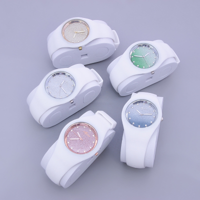 Student Party Three-Degree Waterproof Watch All-Matching Korean Style Japanese Style Fresh Girl Starry Sky Empty Watch Silicone Wrist Watch