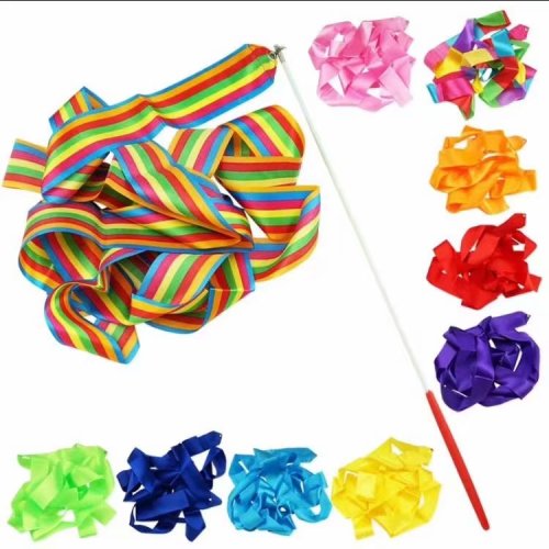 Factory Direct Sales 4 M Colorful Ribbon Segment Colorful Artistic Gymnastics Dancing Ribbon Fitness Ribbon Performance Props