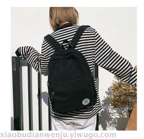 Japanese Waterproof Large Capacity Net Paste Pocket Nylon Schoolbag College Style Letter Backpack Women‘s Bag Wholesale