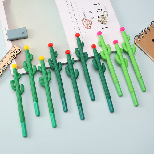 New Gel Pen Green Cactus Creative Stationery Journal Pen Cartoon Shape Signature Pen Office School Supplies