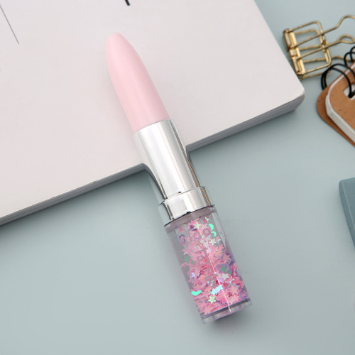 Cartoon Gel Pen Candy-Colored Lipstick Shining Quicksand Cute Printing Personalized Pens New Student Office Ball Pen